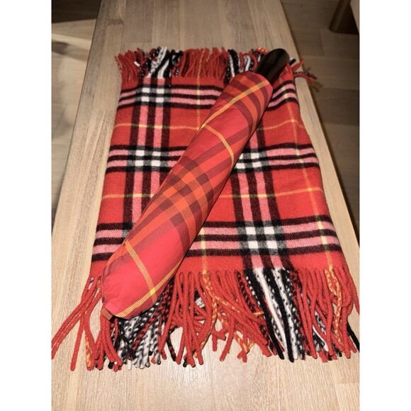 Burberry Red Cashmere Check Scarf 155x30 cm – 100% Authentic – New - Picture 3 of 10